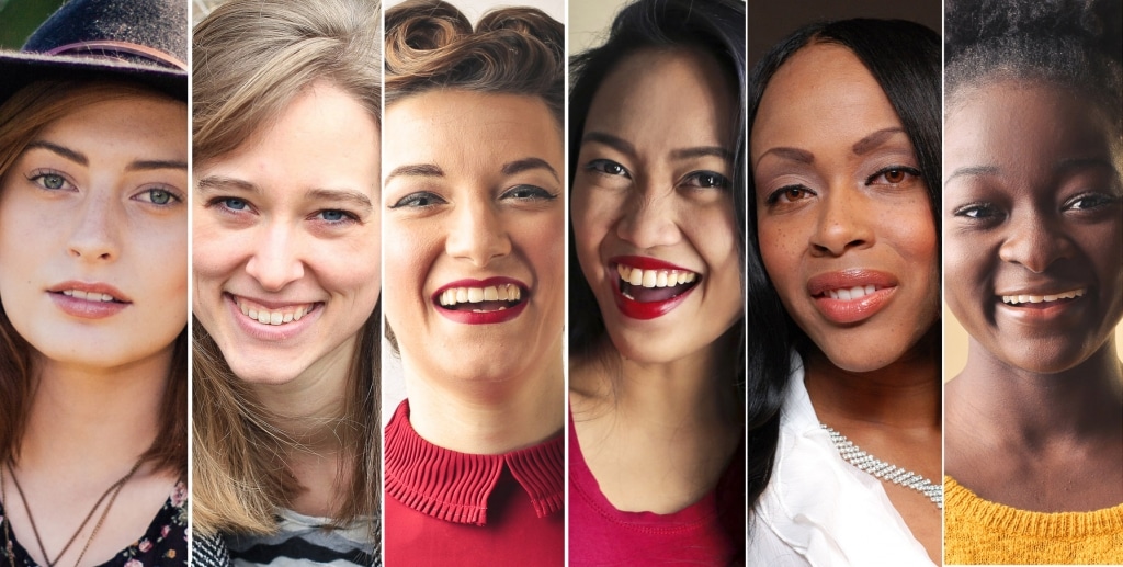 Skin types 1 (left) through 6 (right)